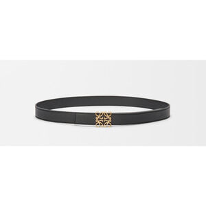Loewe Anagram Black Reversible Supple Grained Gold Leather Belt 80